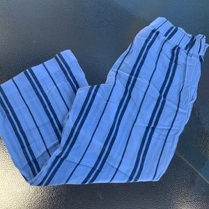 White and navy striped dress pants